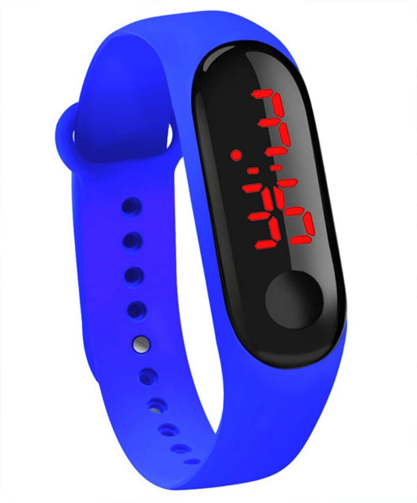 Shivsoft Digital Unisex Child Watch (Black Dial Blue Colored Strap)