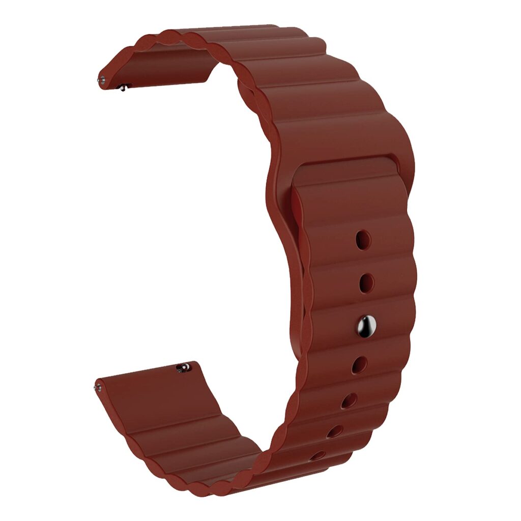ACM Watch Strap Wave Design Silicone Belt 22mm Compatible with Armani Exchange Drexler Axt2005 Smartwatch Sports Band Brown