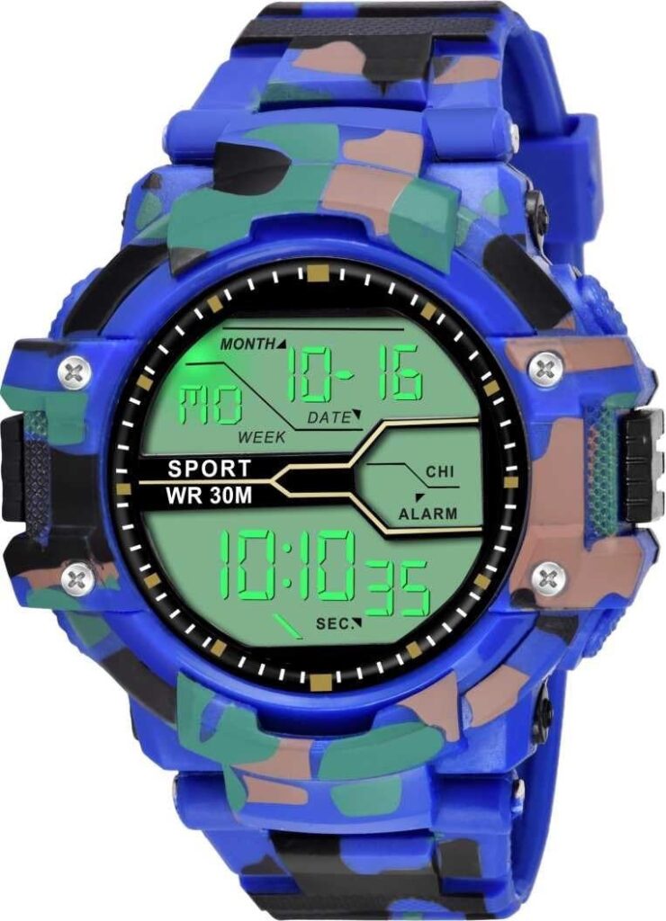 Chronorex WLRS-0106 Gents B;ue Solitary Camouflage Pattern New Generation Digital LED Sports Smart Watch Unique Arrow New Digital Black Digital Watches - for Men & Women (New-BLUEARMY)