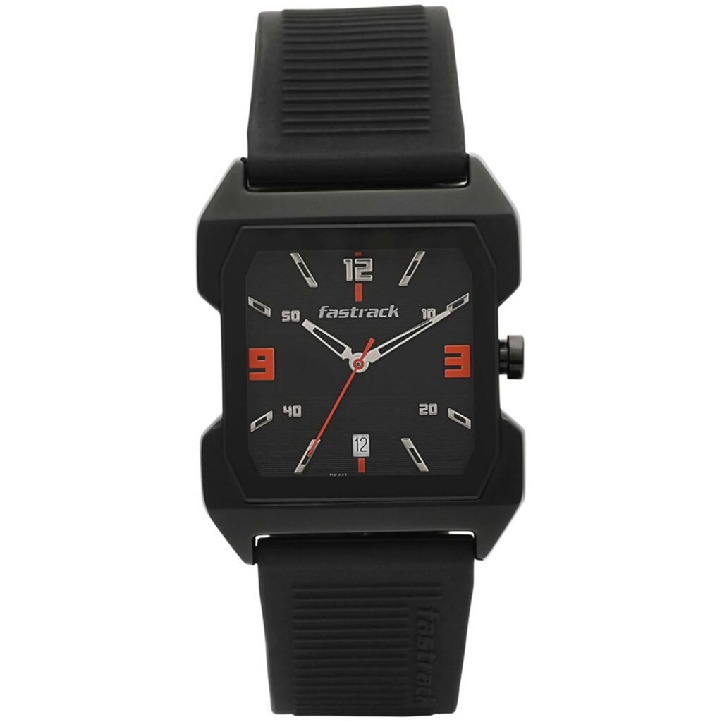 Fastrack Hitlist Quartz Analog with Date Black Dial PU Strap Watch for Guys-NS1474NP01/NT1474NP01