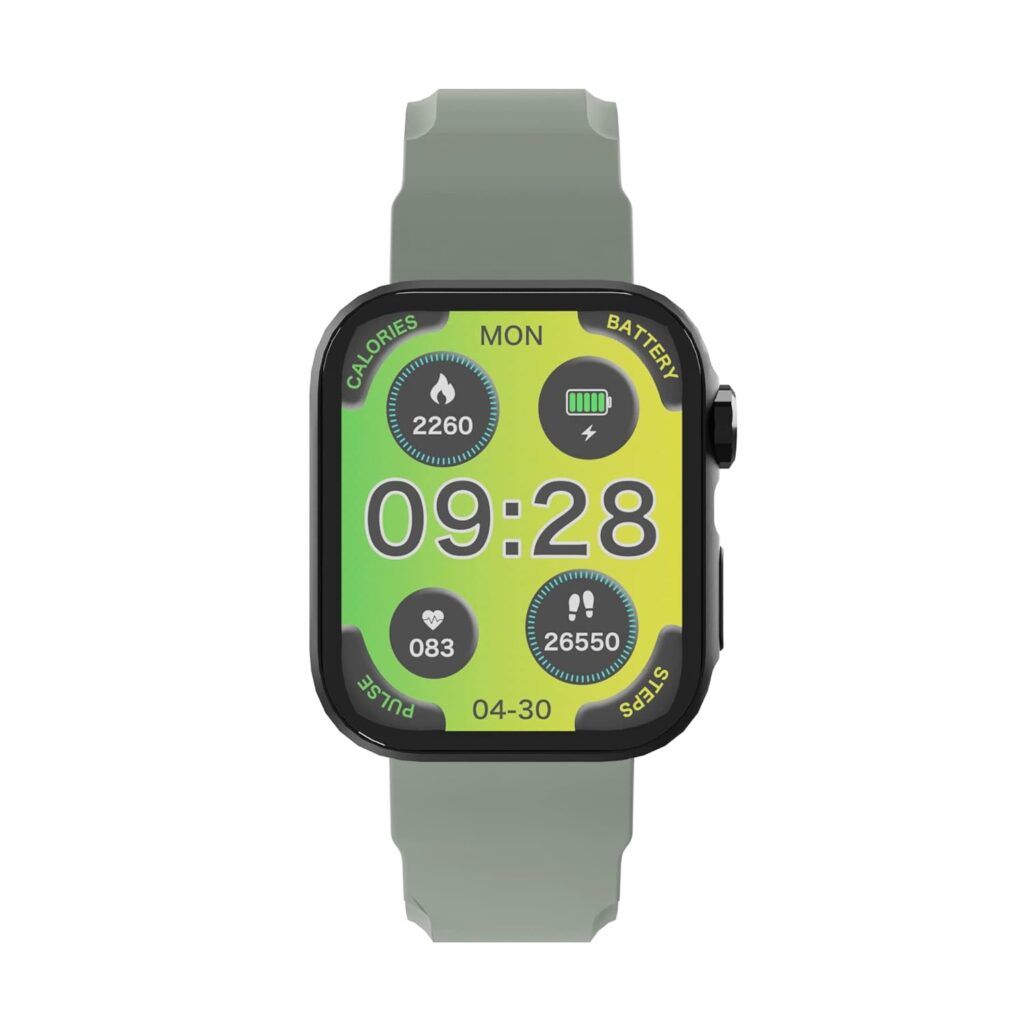 NUMBER Talkfit Pro 1.85" HD Display BT Calling Metal Frame with Rotating Crown AOD Smartwatch, Green