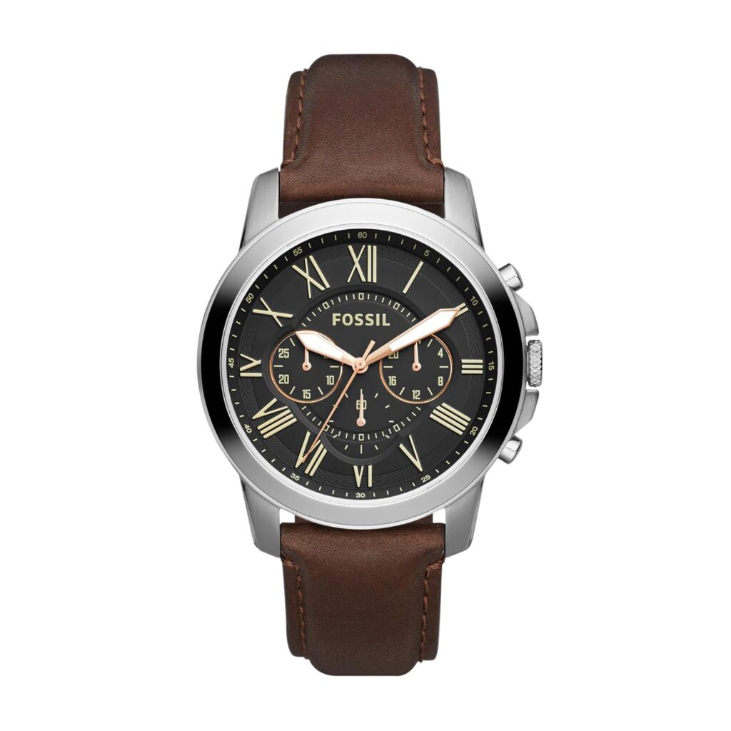 Fossil Chronograph Men Grant Brown Quartz Leather Watch Fs4813Ie