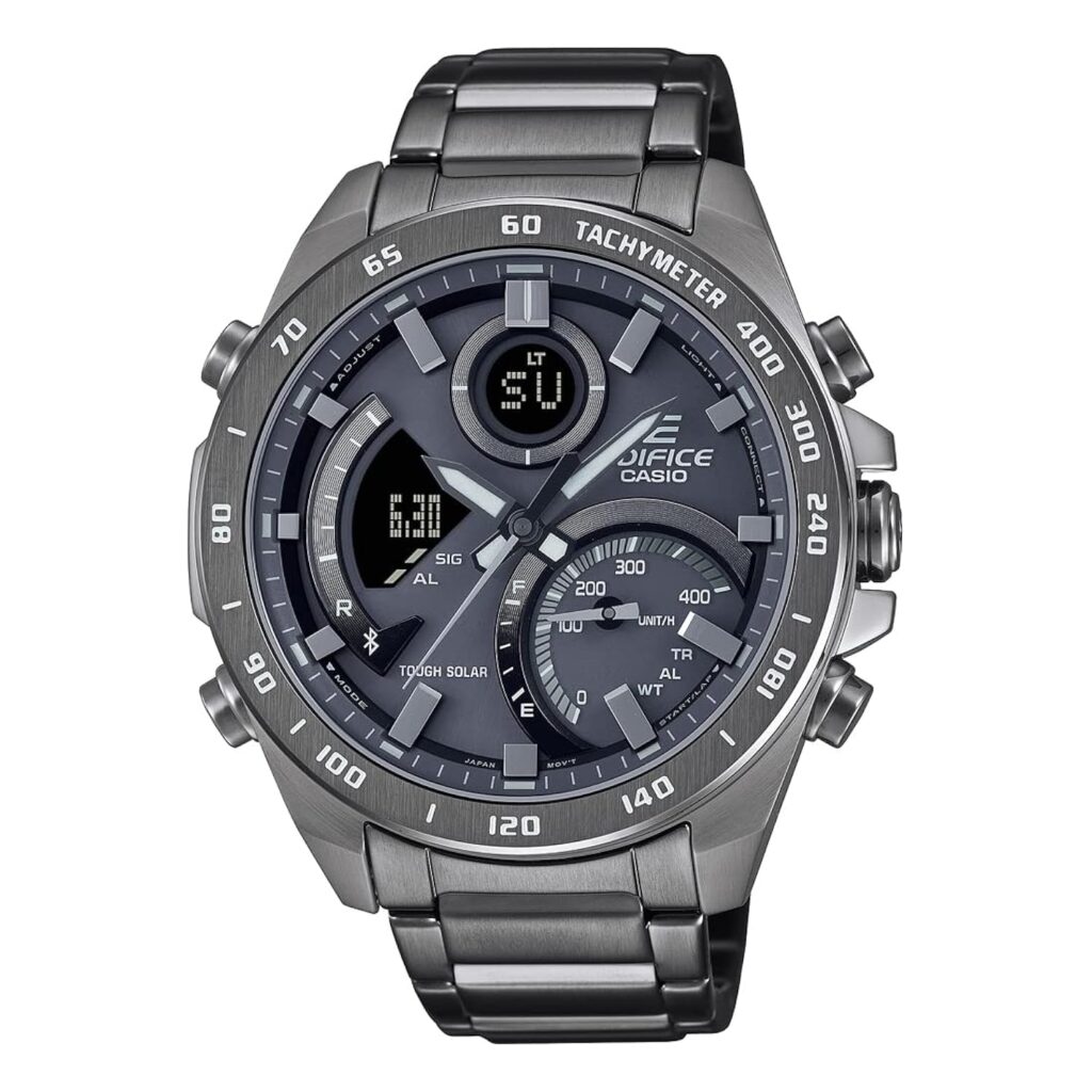 Casio Edifice ECB-900MDC-1ADR Gray Analog-Digital Dial Gray Ion Plated Stainless Steel Band Men's Watch Smartphone Link World Time ED527