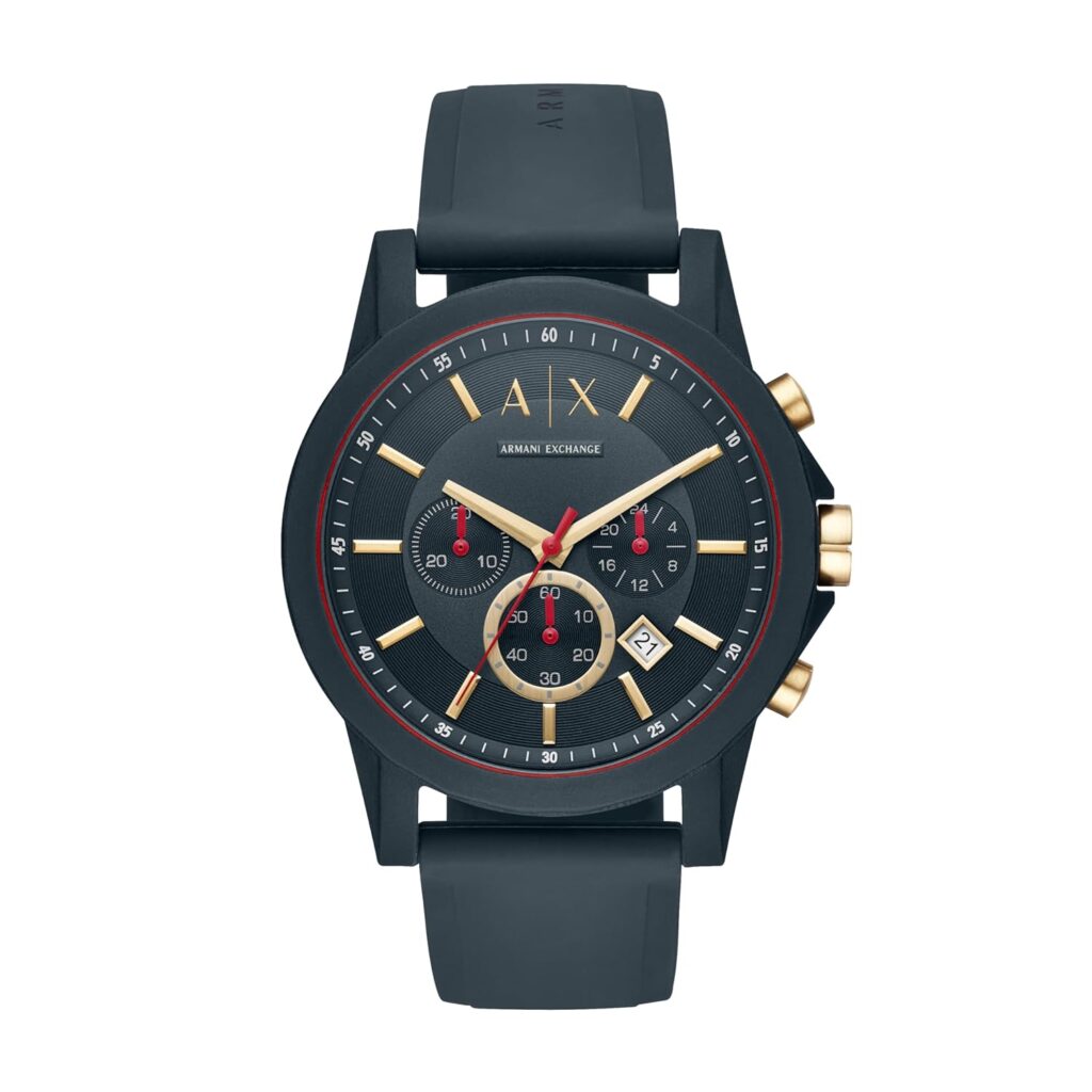 Armani Exchange Silicone Analog Blue Dial Men Watch-Ax1335, Blue Band