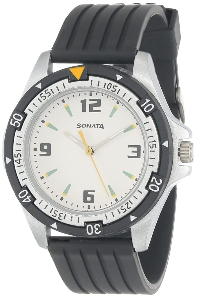 SF Quartz Analog White Dial Watch for Men-NS7930PP01