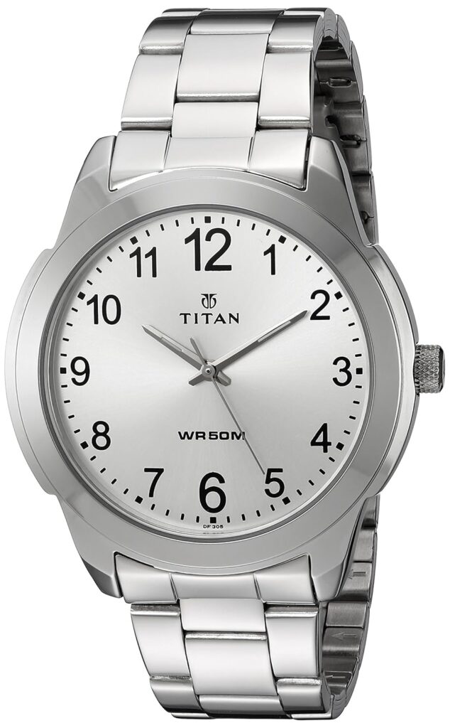 Titan Analog White Dial Quartz Metal Strap watch for Men-NS1585SM04/NT1585SM04