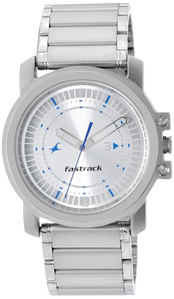 Fastrack Men Quartz Analog Silver Dial Stainless Steel Strap Watch for Guys-NP3039SM03